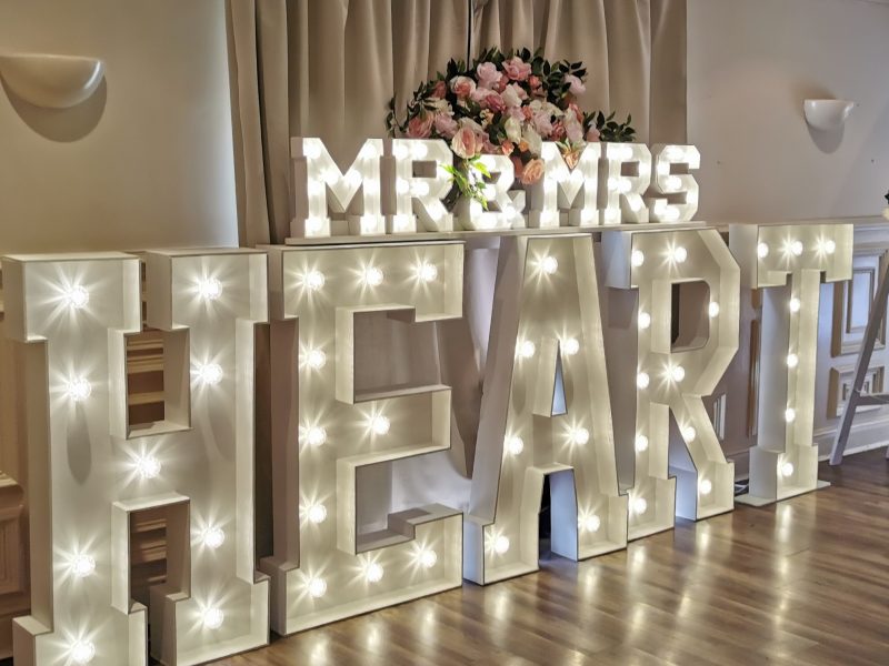 light up MR & MRS letters for weddings in chester